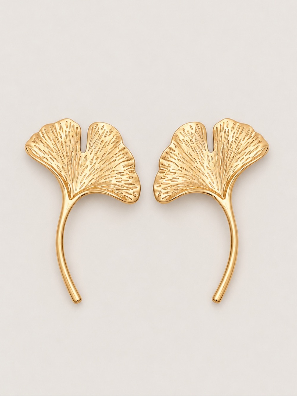 New! Gold Electroplated Ginkgo Leaf Earrings NWOT